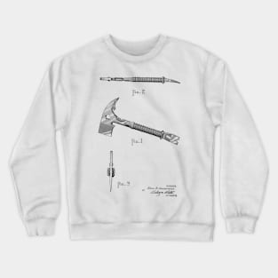 Combination of Fireman's Ax and Wrecking Tool Vintage Patent Hand Drawing Crewneck Sweatshirt